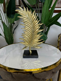 Élégante statue de feuille en métal doré fait main 34 cm