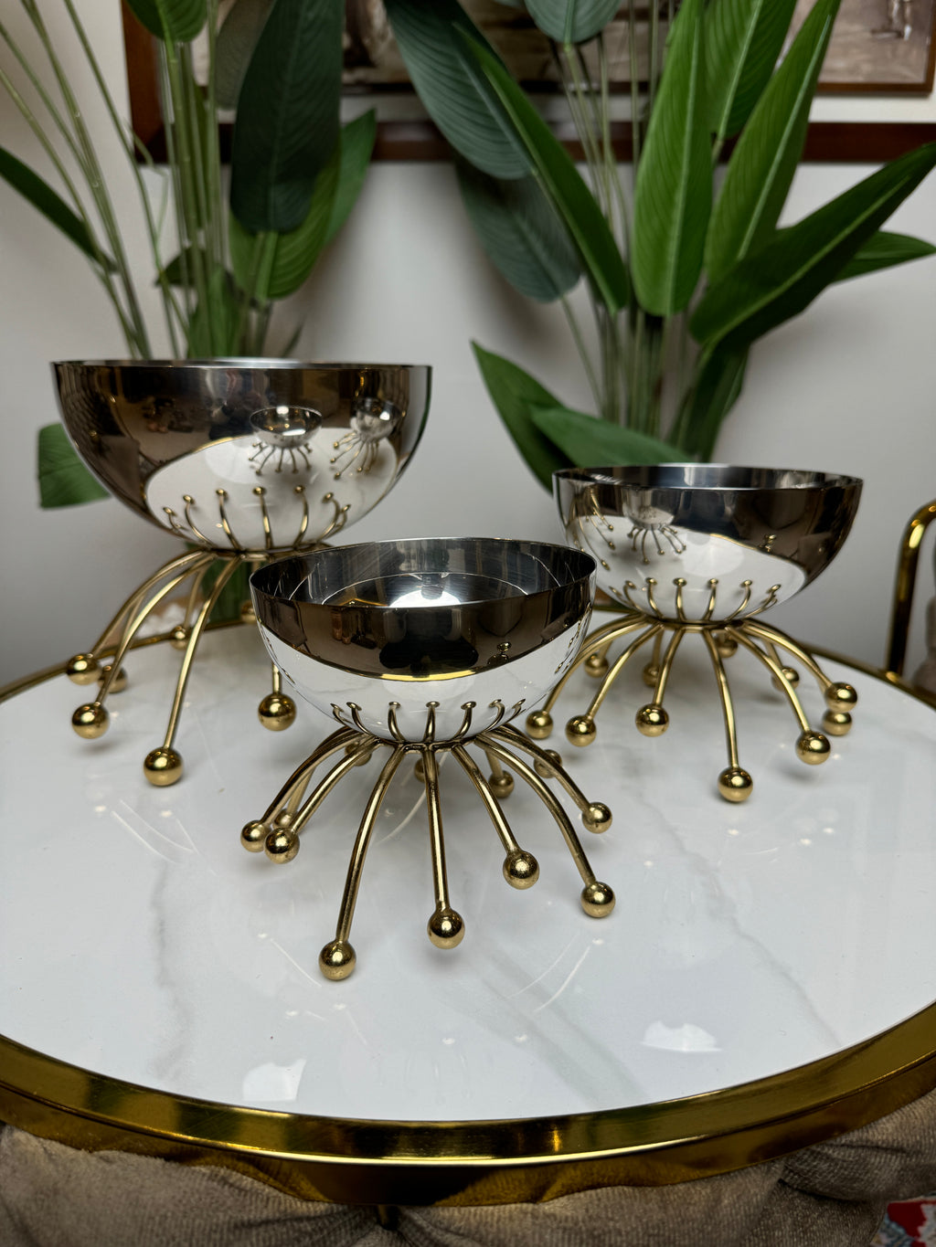 Bols Silver avec base dorée Spider